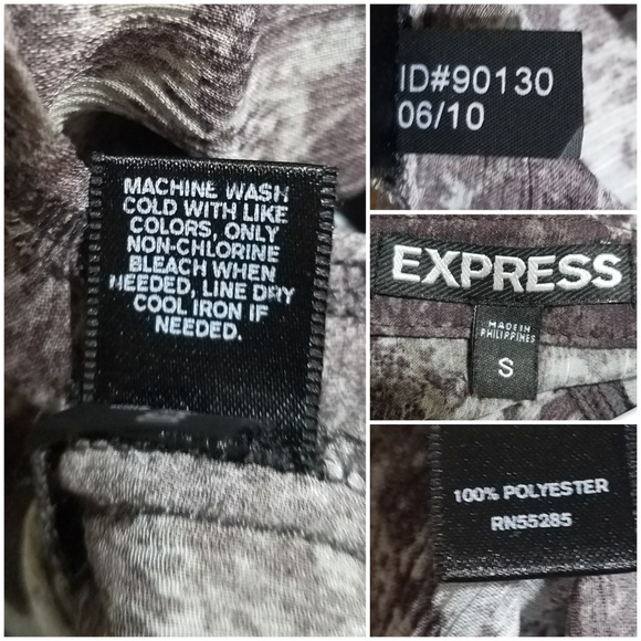 Express Gray Animal Print Sheer Hi-Lo button up long sleeve Blouse top Small - Picture 6 of 8